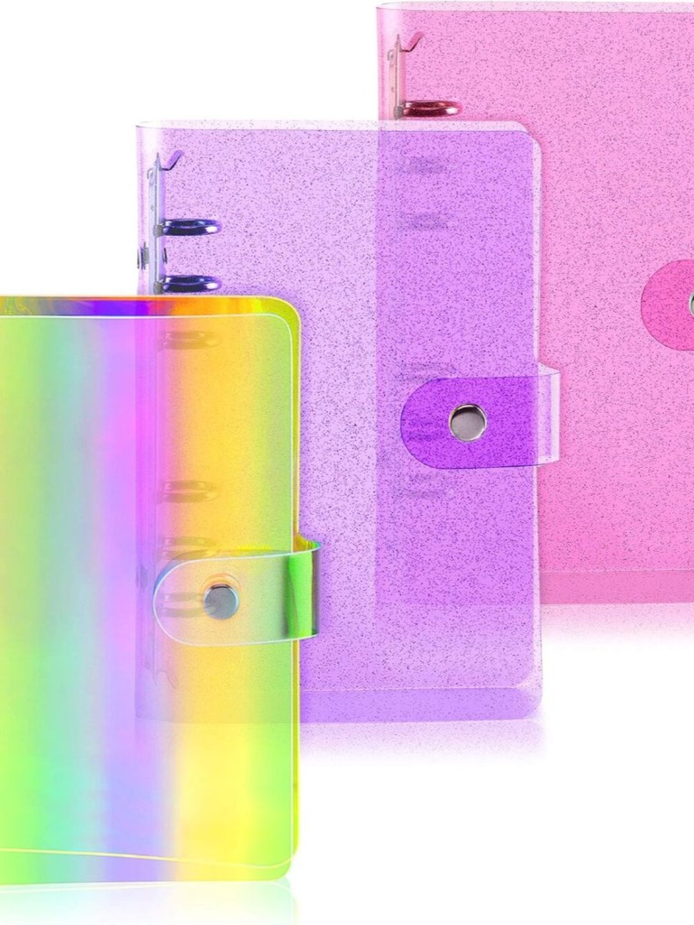 3 Pieces Clear A6 Binders Colorful A6 PVC Binder Soft PVC 6-Ring Binder Cover Tr